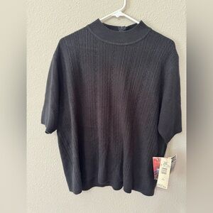 Vintage Koret Black Short Sleeve Knit Sweater NWTS